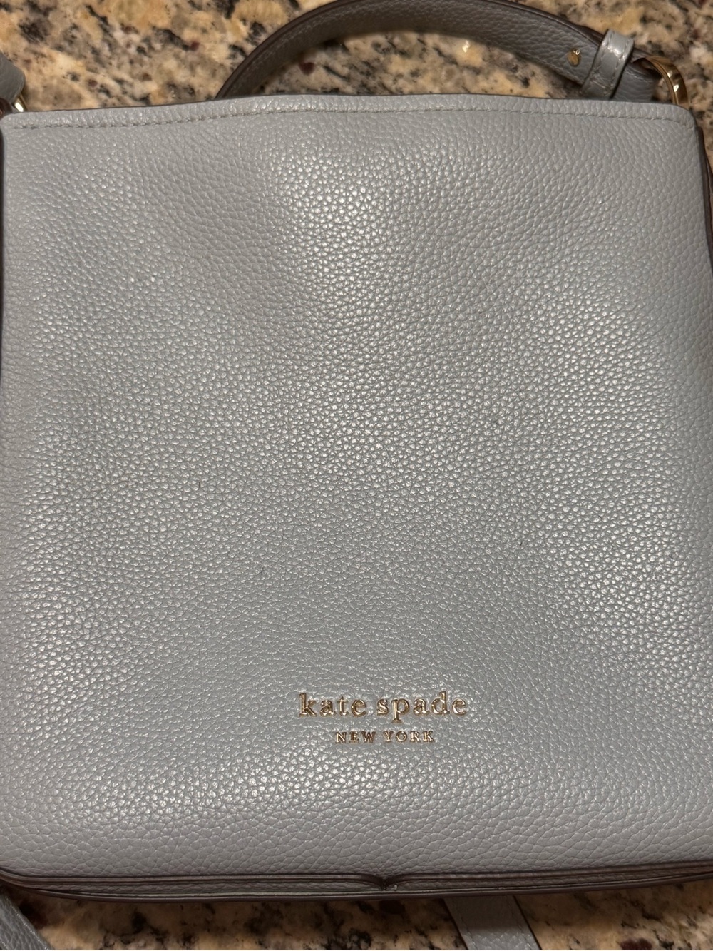 kate spade gray pebbled leather crossbody with gold hardware - Picture 2 of 5